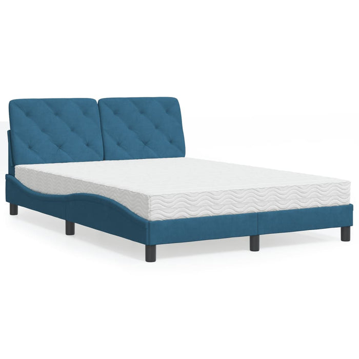Letto con Materasso Blu 140x200 cm in Vellutocod mxl 91472