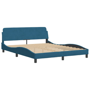 Letto con Materasso Blu 160x200 cm in Velluto 3208668