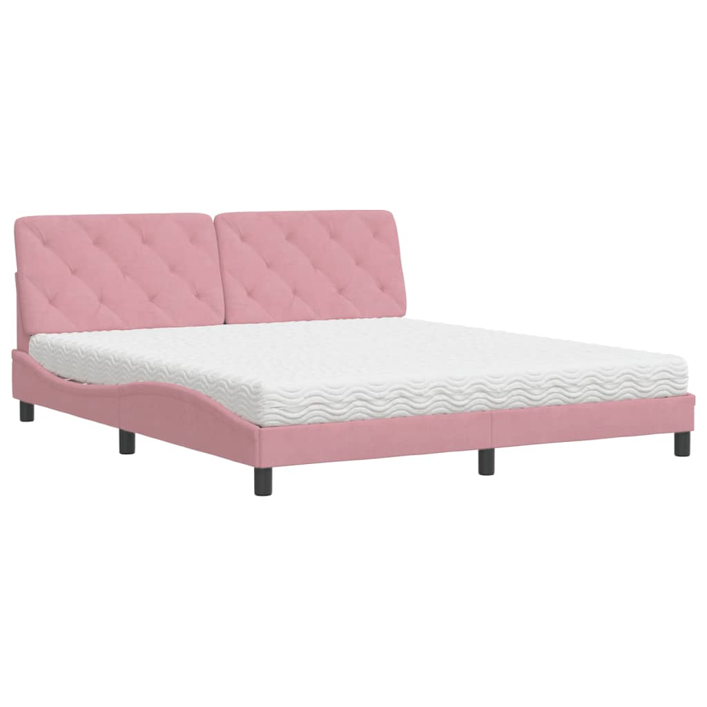 Letto con Materasso Rosa 180x200 cm in Velluto 3208675