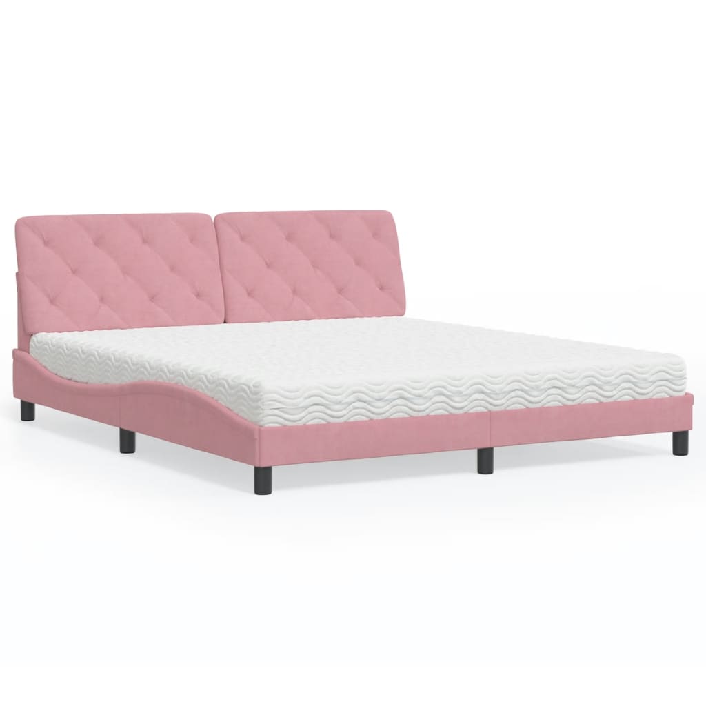 Letto con Materasso Rosa 180x200 cm in Velluto 3208675