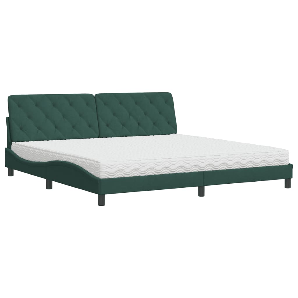 Letto con Materasso Verde Scuro 200x200 cm Velluto 3208679