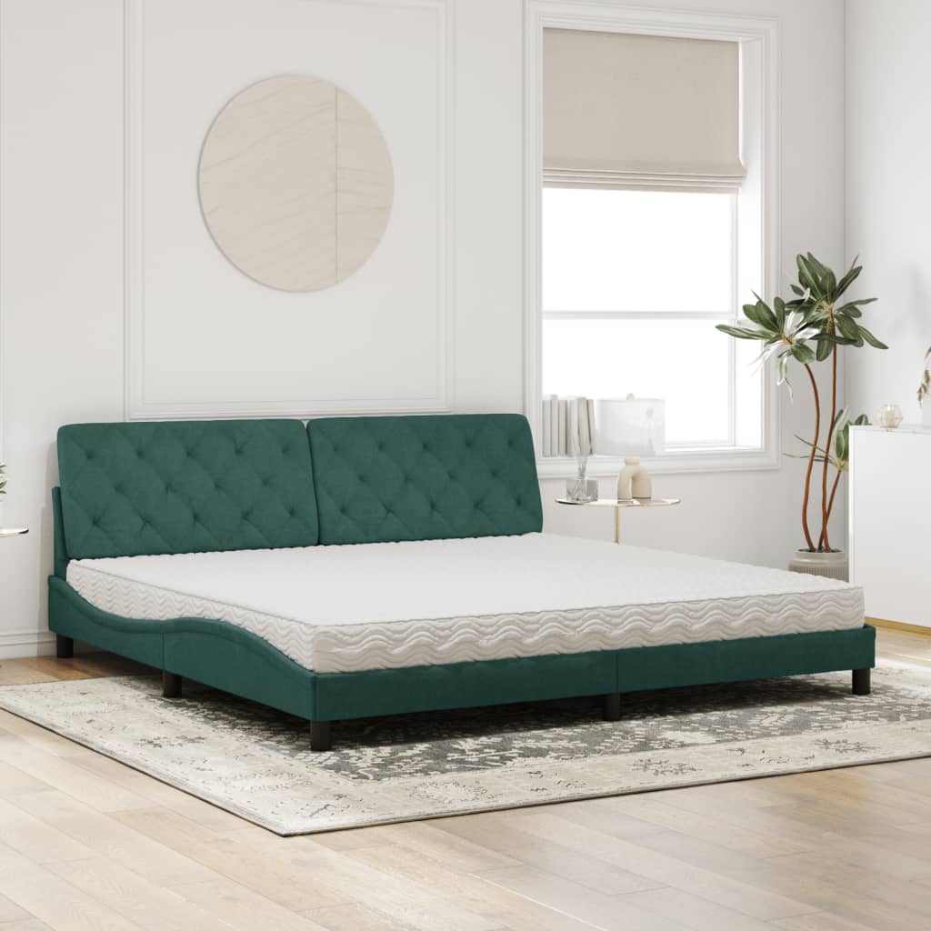 Letto con Materasso Verde Scuro 200x200 cm Velluto 3208679