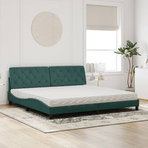Letto con Materasso Verde Scuro 200x200 cm Velluto 3208679