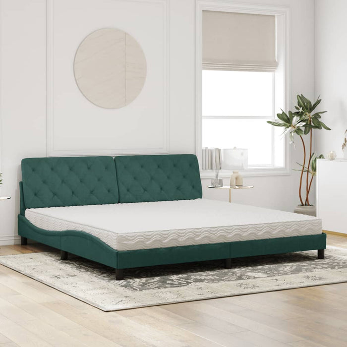 Letto con Materasso Verde Scuro 200x200 cm Velluto 3208679