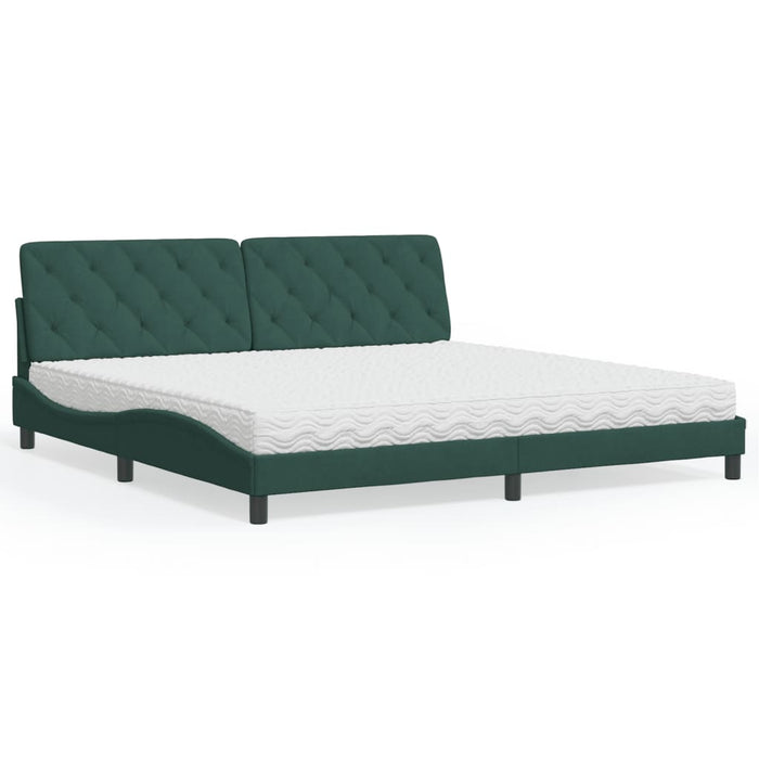 Letto con Materasso Verde Scuro 200x200 cm Velluto 3208679