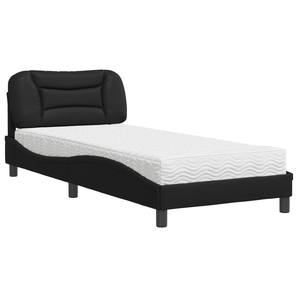 Letto con Materasso Hvar Nero 90x200 cm in Similpelle 3208696