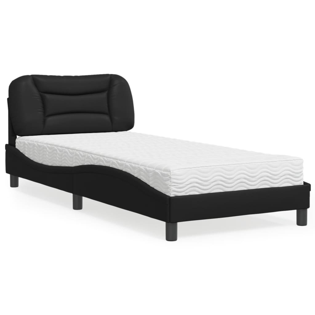 Letto con Materasso Hvar Nero 90x200 cm in Similpelle 3208696
