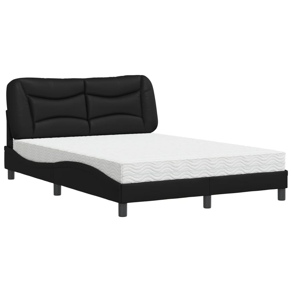 Letto con Materasso Hvar Nero 140x190 cm in Similpelle 3208717