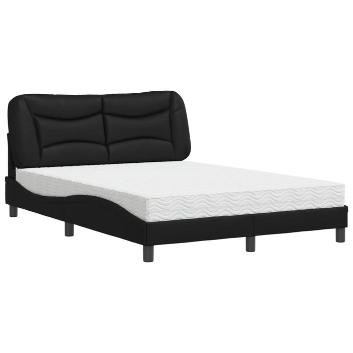 Letto con Materasso Hvar Nero 140x190 cm in Similpelle 3208717