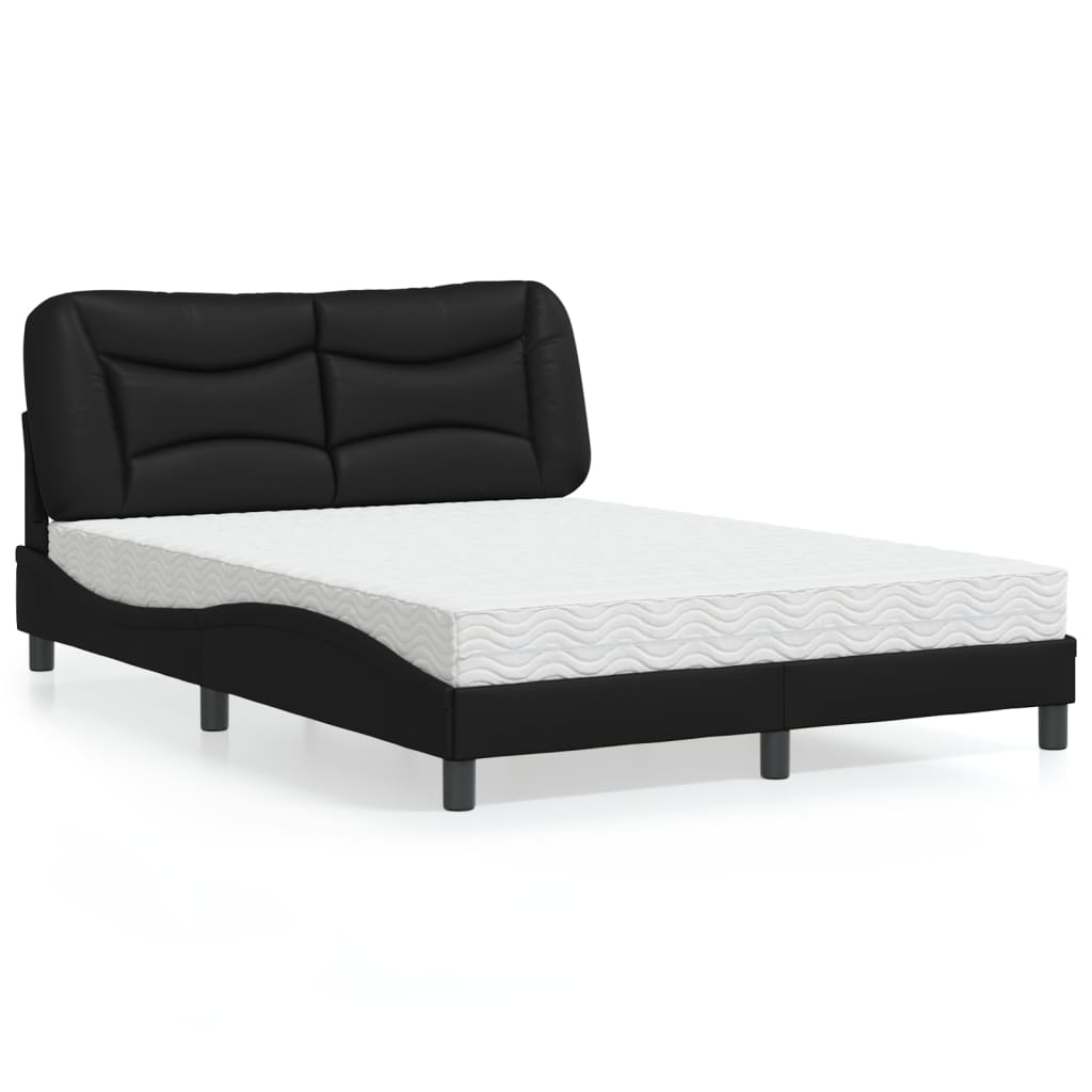 Letto con Materasso Hvar Nero 140x190 cm in Similpelle 3208717