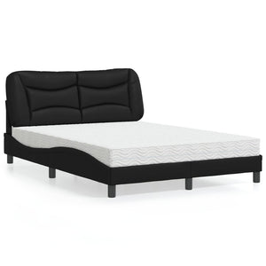 Letto con Materasso Hvar Nero 140x190 cm in Similpelle 3208717