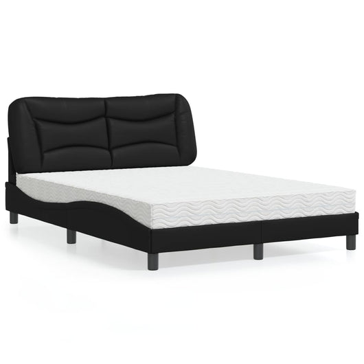 Letto con Materasso Hvar Nero 140x190 cm in Similpelle 3208717