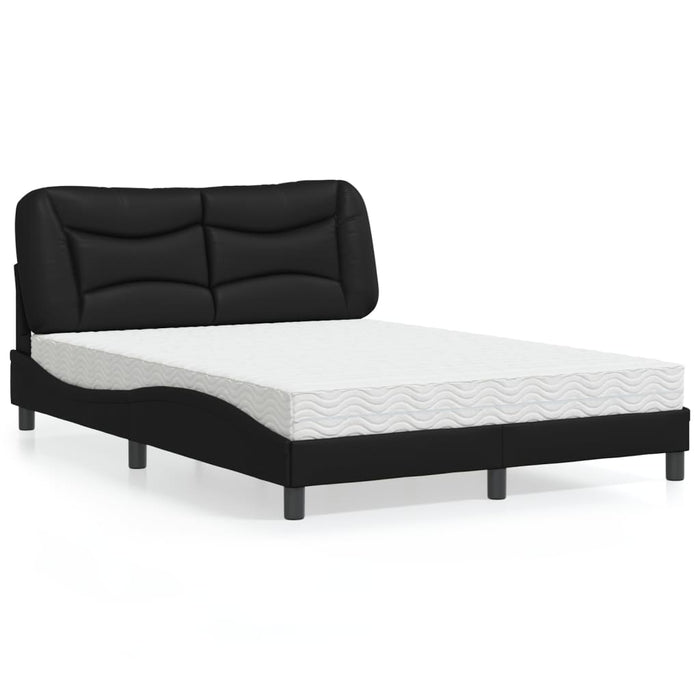 Letto con Materasso Hvar Nero 140x190 cm in Similpelle 3208717