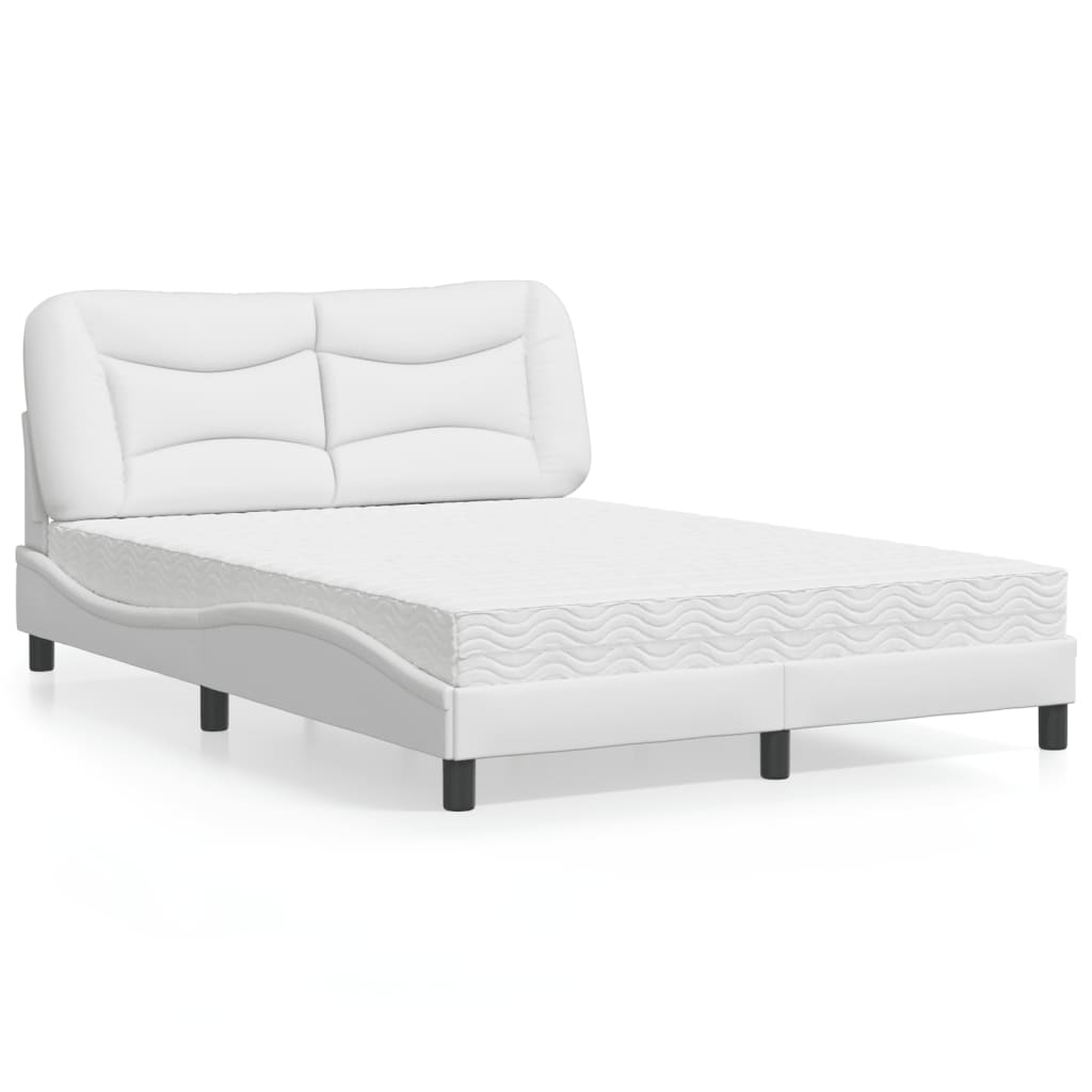 Letto con Materasso Hvar Bianco 140x190 cm in Similpelle 3208718