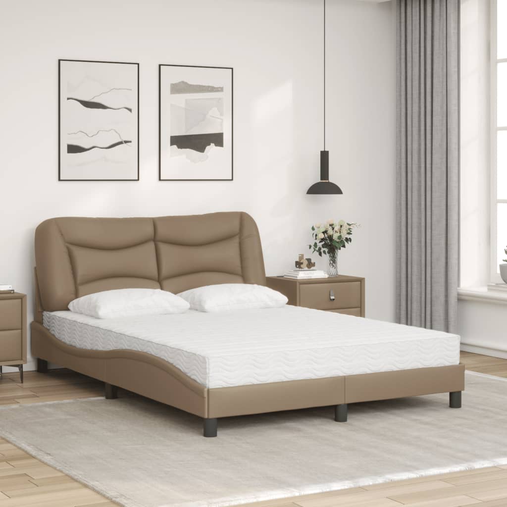 Letto con Materasso Hvar Cappuccino 140x190cm Similpelle 3208721