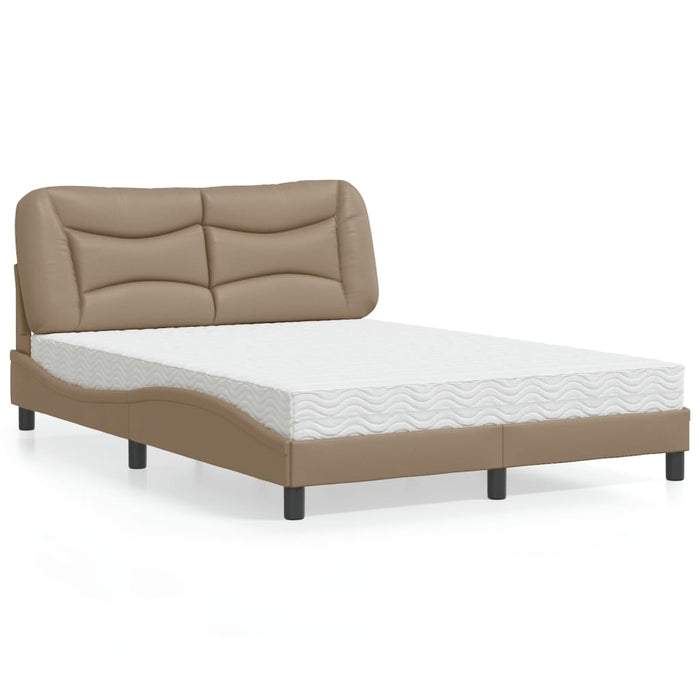 Letto con Materasso Hvar Cappuccino 140x190cm Similpelle 3208721