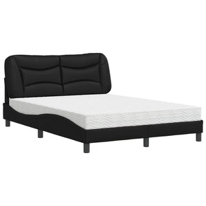Letto con Materasso Hvar Nero 140x200 cm in Similpelle 3208724