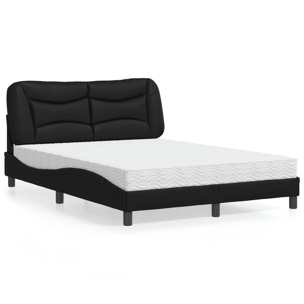 Letto con Materasso Hvar Nero 140x200 cm in Similpelle 3208724