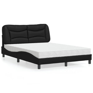 Letto con Materasso Hvar Nero 140x200 cm in Similpelle 3208724