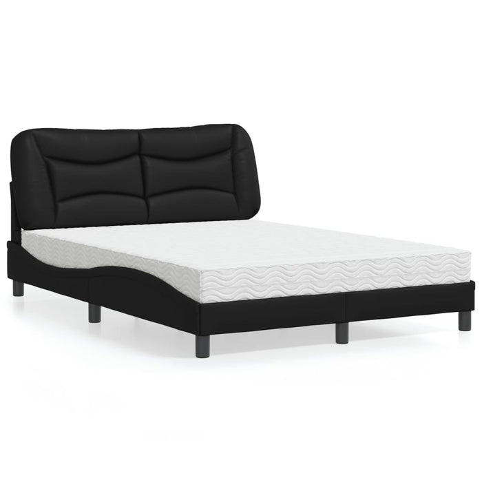 Letto con Materasso Hvar Nero 140x200 cm in Similpelle 3208724