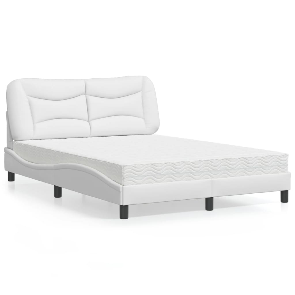 Letto con Materasso Hvar Bianco 140x200 cm in Similpelle 3208725