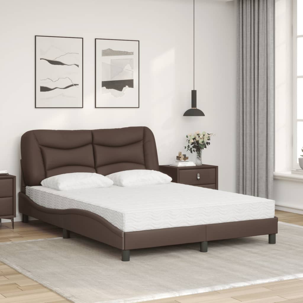 Letto con Materasso Hvar Marrone 140x200cm in Similpelle 3208726