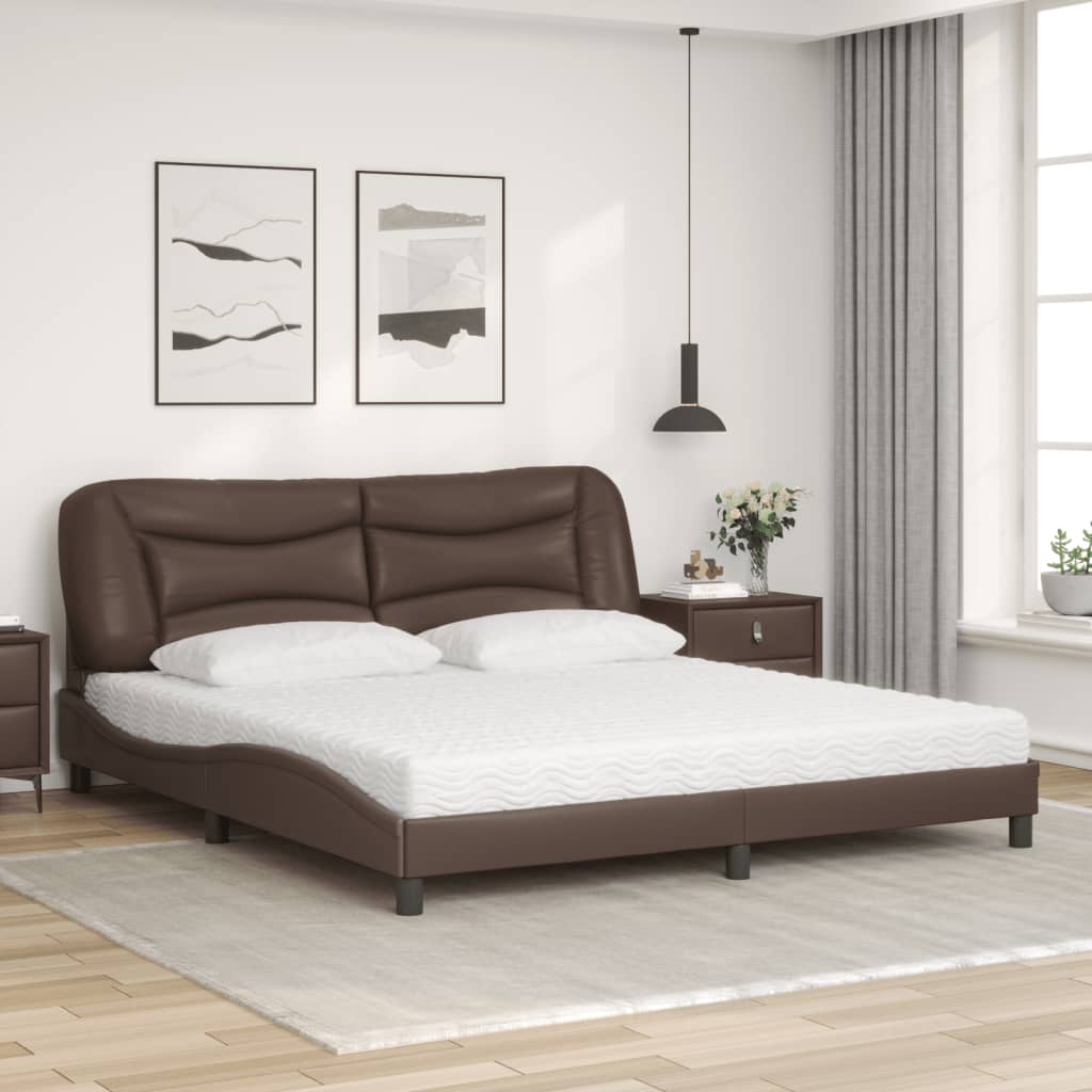 Letto con Materasso Hvar Marrone 180x200cm in Similpelle 3208740