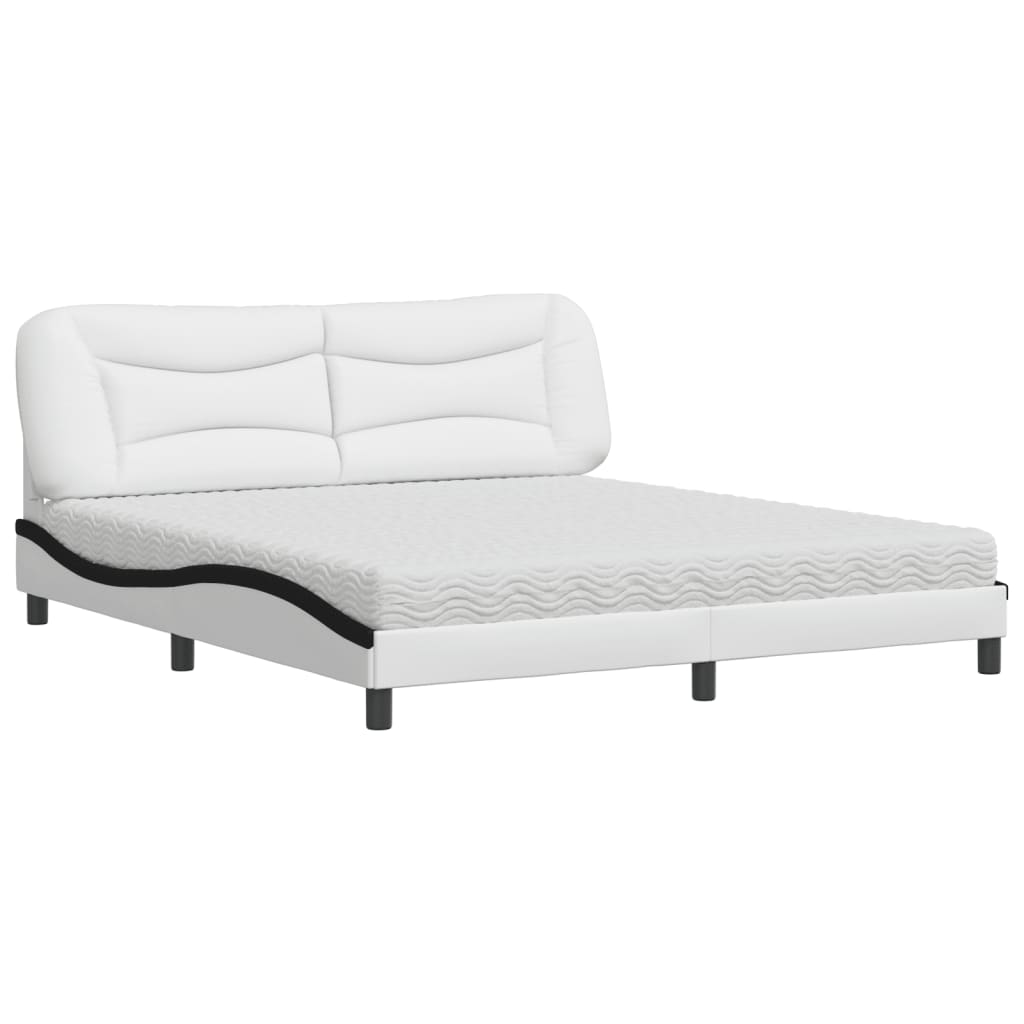 Letto con Materasso Hvar Bianco e Nero 180x200cm Similpelle 3208744
