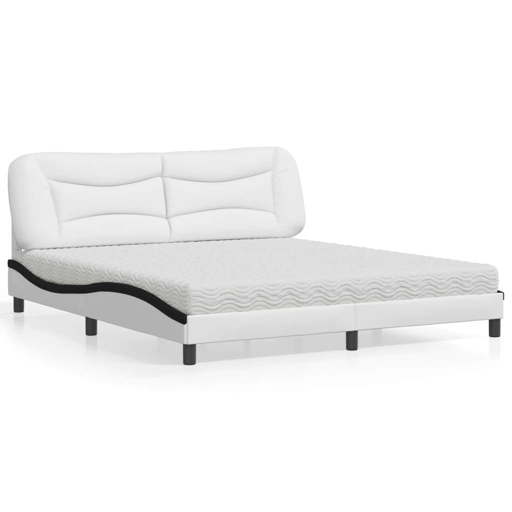 Letto con Materasso Hvar Bianco e Nero 180x200cm Similpelle 3208744