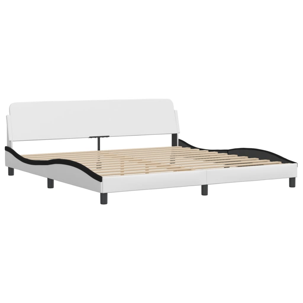 Letto con Materasso Hvar Bianco e Nero 200x200cm in Similpelle 3208751
