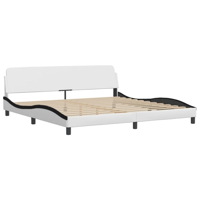 Letto con Materasso Hvar Bianco e Nero 200x200cm in Similpelle 3208751
