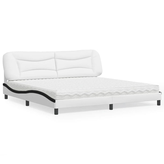 Letto con Materasso Hvar Bianco e Nero 200x200cm in Similpelle 3208751