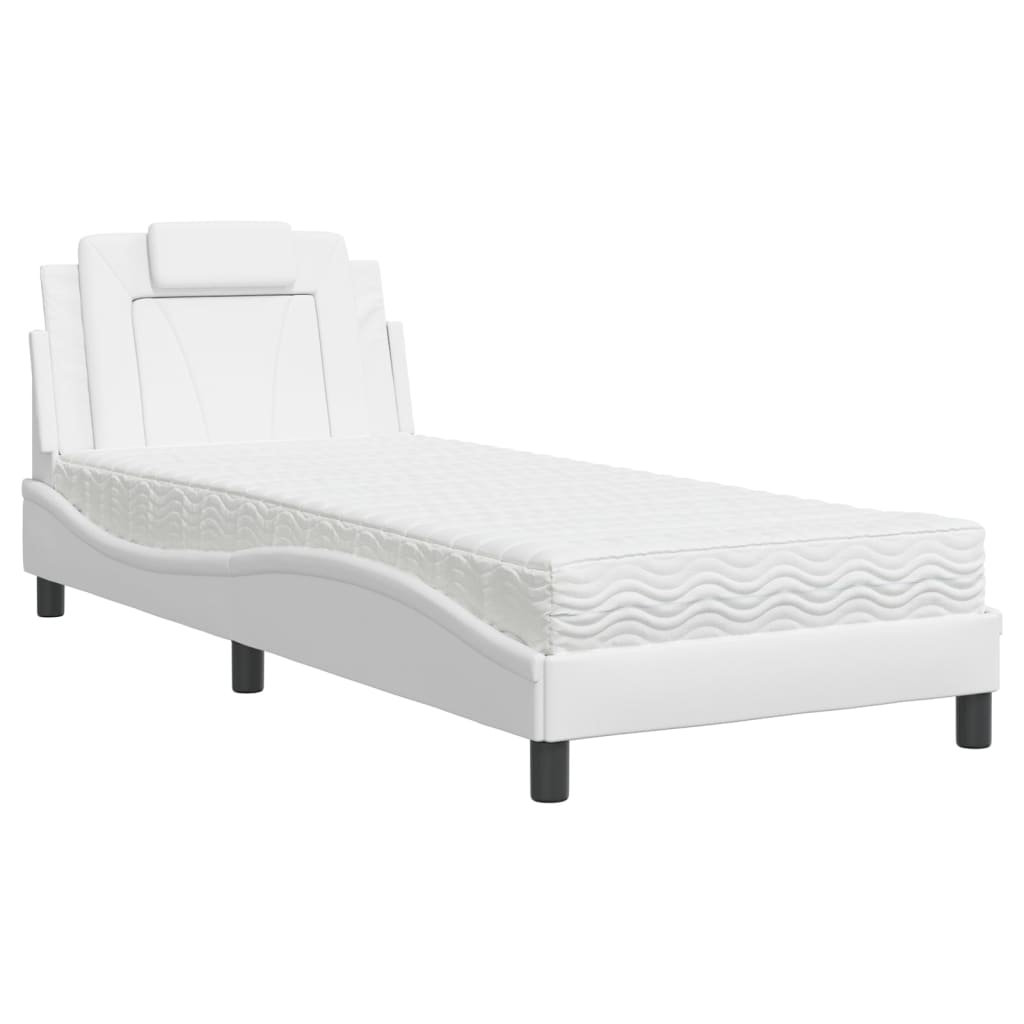 Letto Viana con Materasso Bianco 80x200 cm in Similpelle 3208755