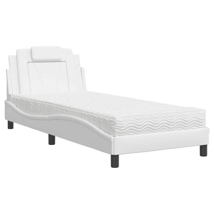 Letto Viana con Materasso Bianco 80x200 cm in Similpelle 3208755