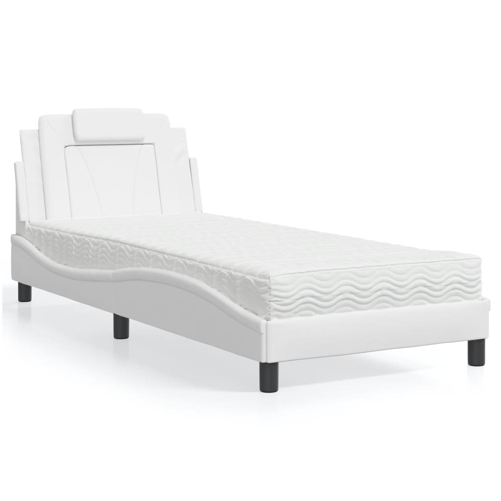 Letto Viana con Materasso Bianco 80x200 cm in Similpelle 3208755