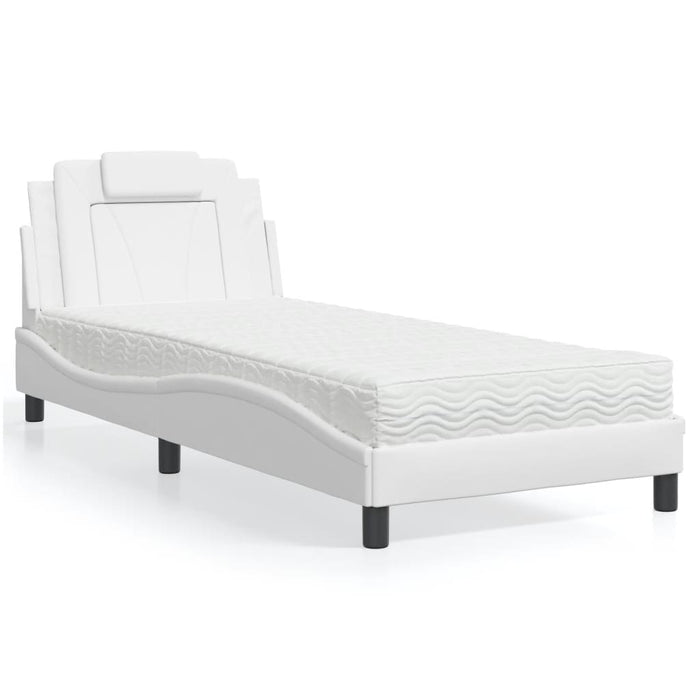 Letto Viana con Materasso Bianco 80x200 cm in Similpelle 3208755