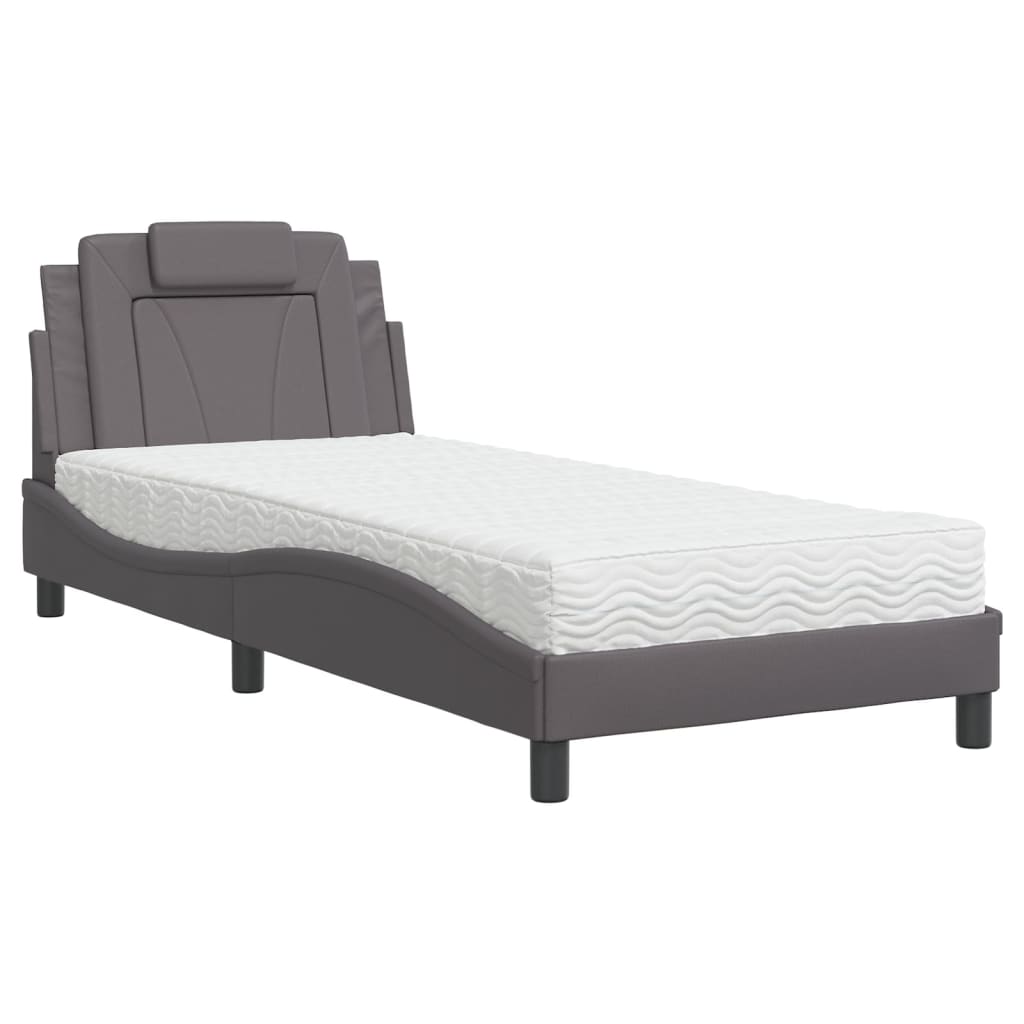 Letto Viana con Materasso Grigio 90x190 cm in Similpelle 3208764
