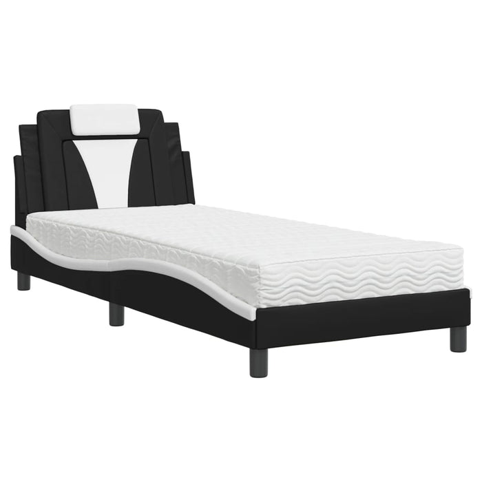 Letto Viana con Materasso Nero e Bianco 90x200 cm in Similpelle 3208773
