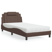 Letto Viana con Materasso Marrone 100x200cm in Similpelle 3208777