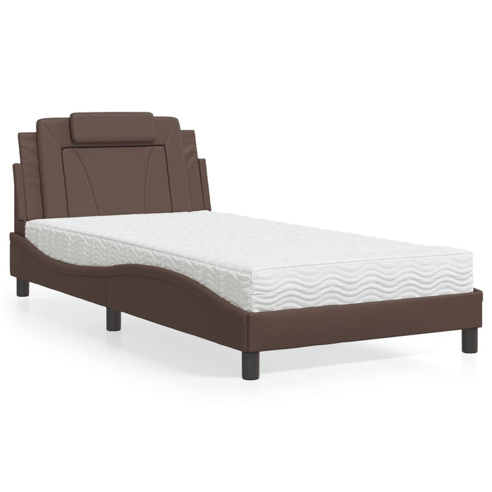 Letto Viana con Materasso Marrone 100x200cm in Similpelle 3208777