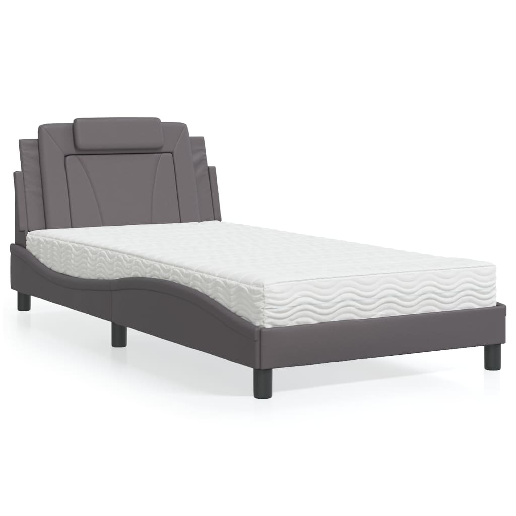 Letto Viana con Materasso Grigio 100x200 cm in Similpelle 3208778