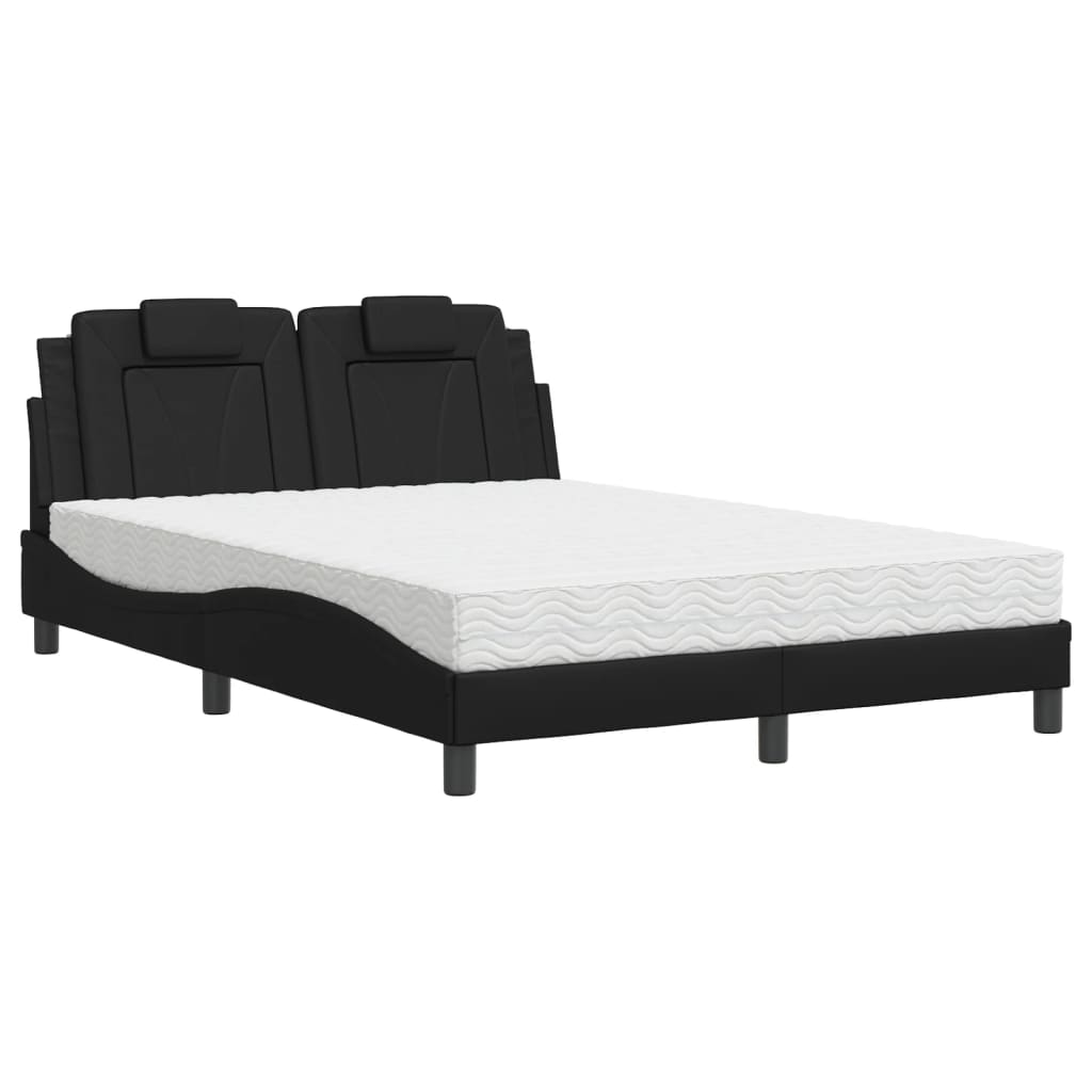vidaXL Letto con Materasso Nero 120x200 cm in Similpelle