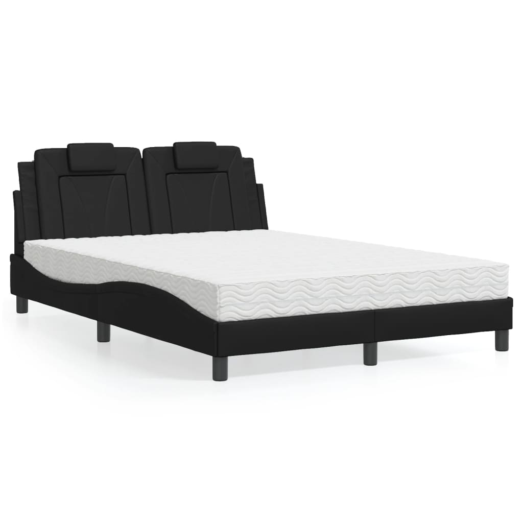 vidaXL Letto con Materasso Nero 120x200 cm in Similpelle