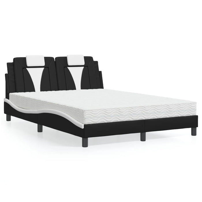 Letto con Materasso Nero e Bianco 120x200 cm in Similpellecod mxl 115626