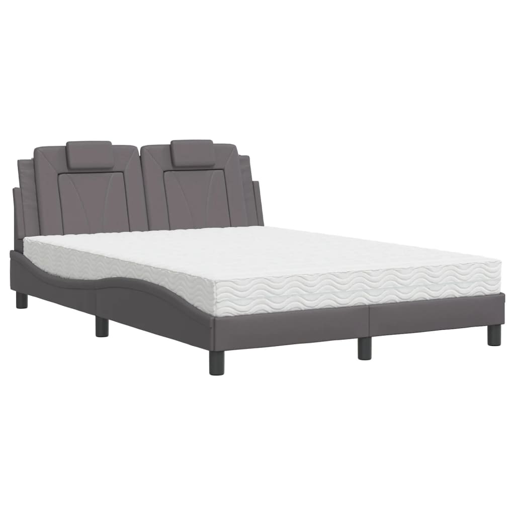 Letto Viana con Materasso Grigio 140x200 cm in Similpelle 3208799