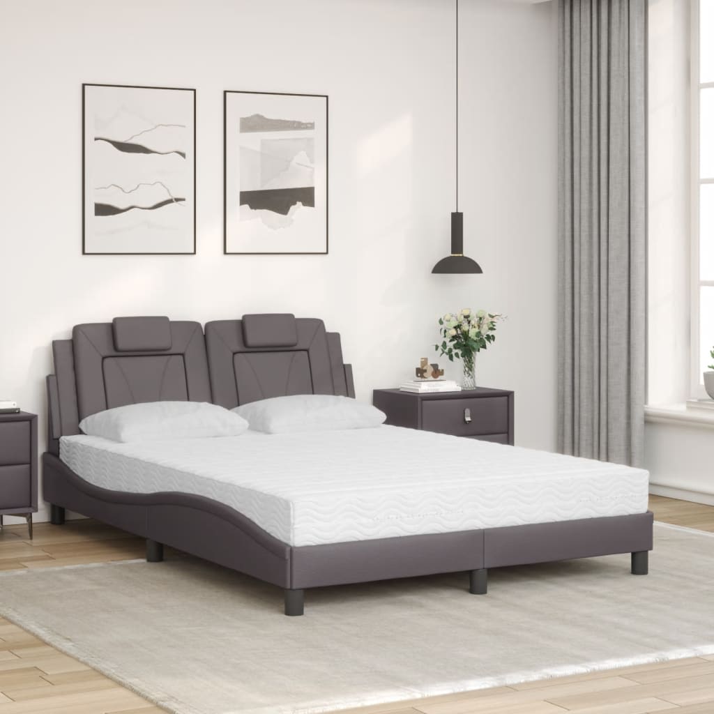 Letto Viana con Materasso Grigio 140x200 cm in Similpelle 3208799