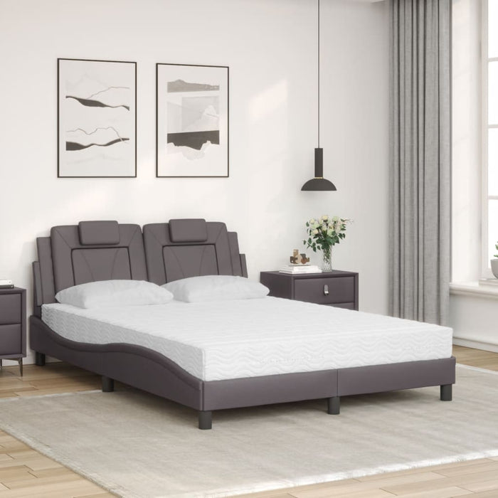 Letto Viana con Materasso Grigio 140x200 cm in Similpelle 3208799