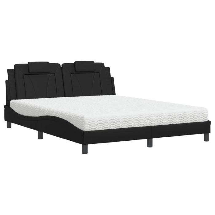 Letto Viana con Materasso Nero 160x200 cm in Similpelle 3208803