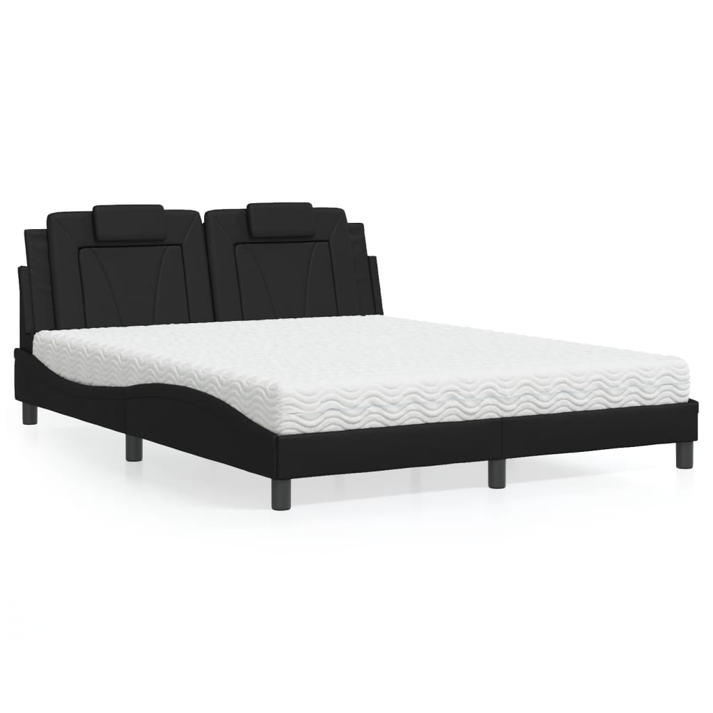 Letto Viana con Materasso Nero 160x200 cm in Similpelle 3208803