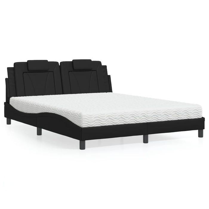 Letto Viana con Materasso Nero 160x200 cm in Similpelle 3208803